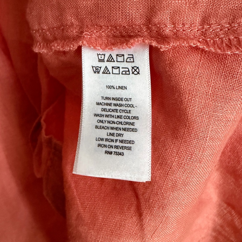 Sigrid Olsen Beautiful Linen Coral Button-Down Shirt size medium - Picture 8 of 9